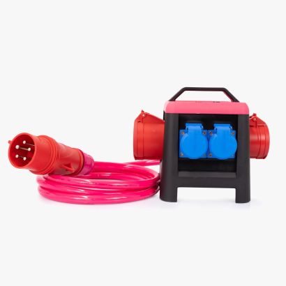 Steckdosenverteiler ELKRAFT&reg;-Mini 32A 1xCEE 32A/1xCEE 16A/2xS, 2m ELPUR&reg; 5G4,0 pink