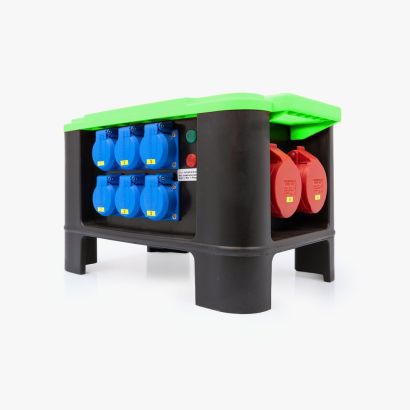 Steckdosenverteiler ELKRAFT&reg; 32A 6xS 1xCEE 16A 2xCEE 32A gr&uuml;n