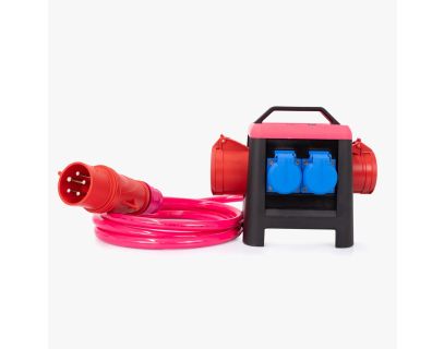 Steckdosenverteiler ELKRAFT&reg;-Mini 32A 1xCEE 32A/1xCEE 16A/2xS, 2m ELPUR&reg; 5G4,0 pink
