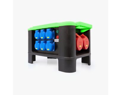 Steckdosenverteiler ELKRAFT&reg; 32A 6xS 1xCEE 16A 2xCEE 32A gr&uuml;n