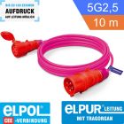 Verlängerungsleitung CEE 16A ELPUR® 5G2,5 pink 10 m mit Leitungsaufdruck